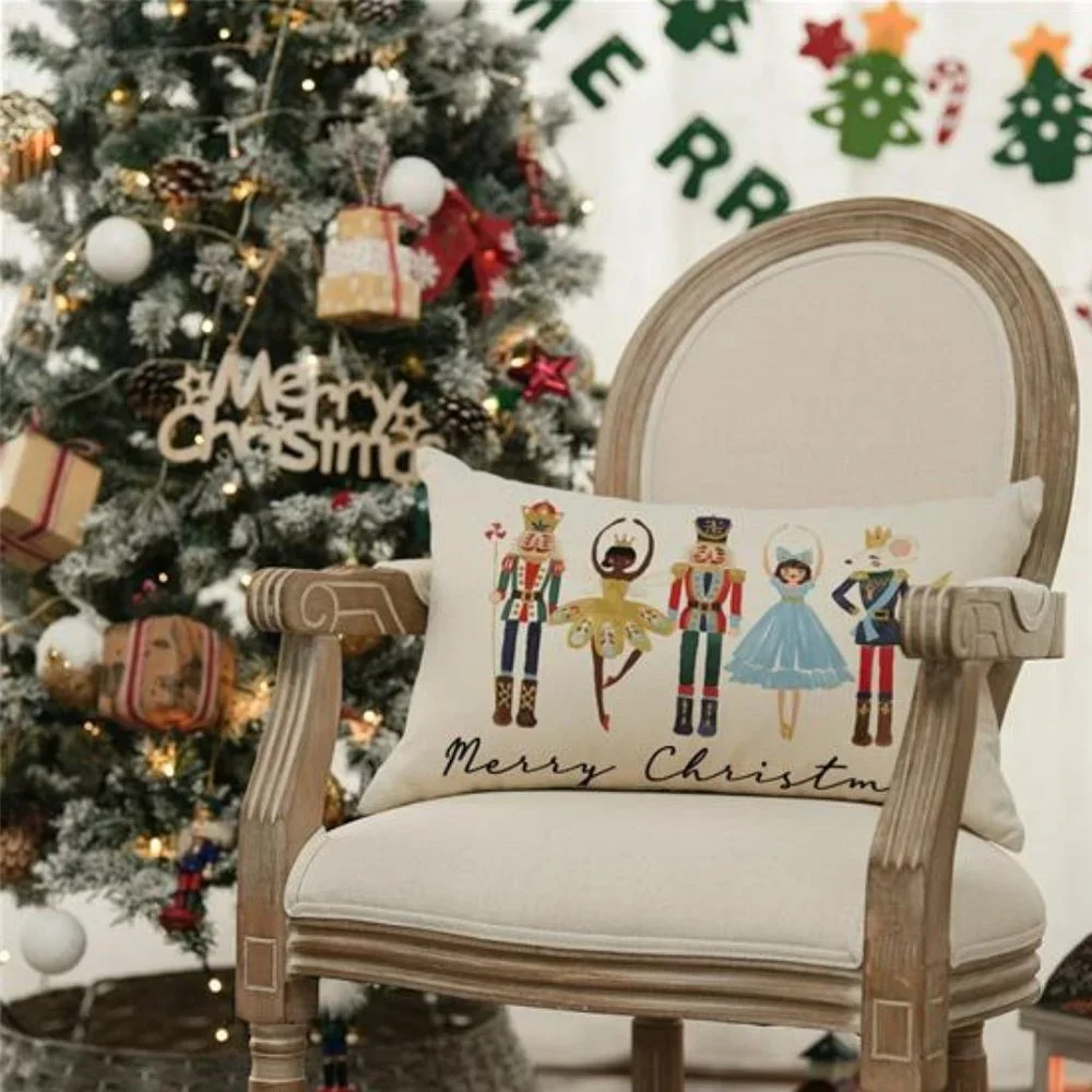 Nutcracker Pillow Cover Decorative Case Accent Xmas Holiday Home Christmas Decor